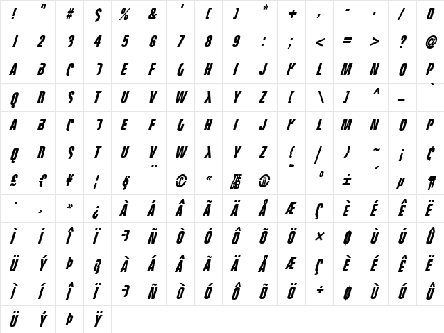 FightThis Regular  glyph index