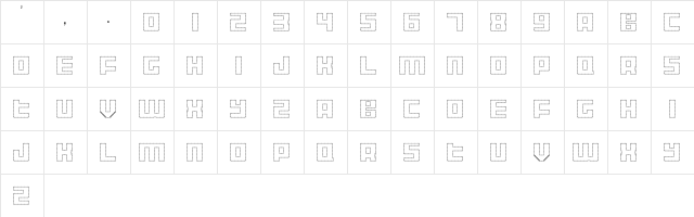 Display Gothic M Regular  glyph index