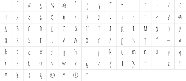 FISH&CHIPS Regular  glyph index