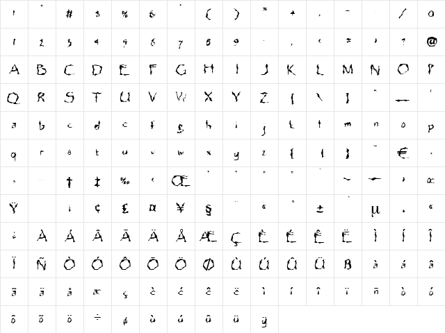 Sequester Regular  glyph index