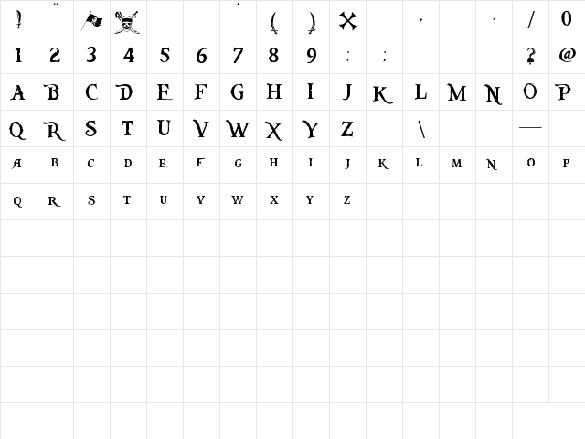 Pieces of Eight Regular  glyph index