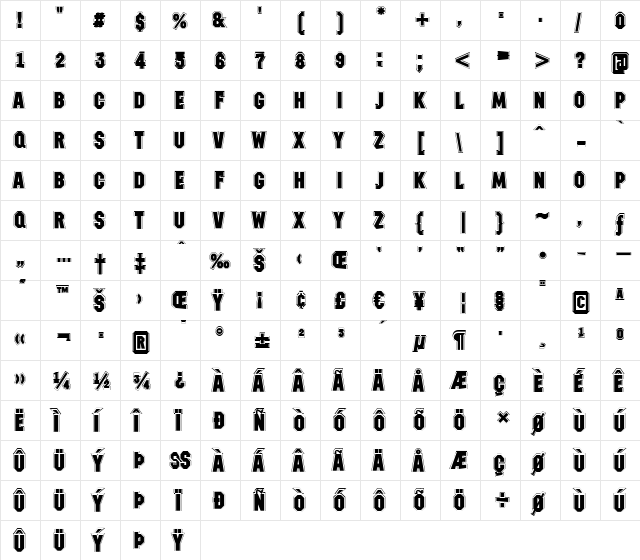 a_MeccanoGrv Regular  glyph index