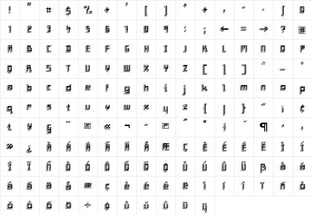 F2FFrontpageFour LT Std Regular  glyph index