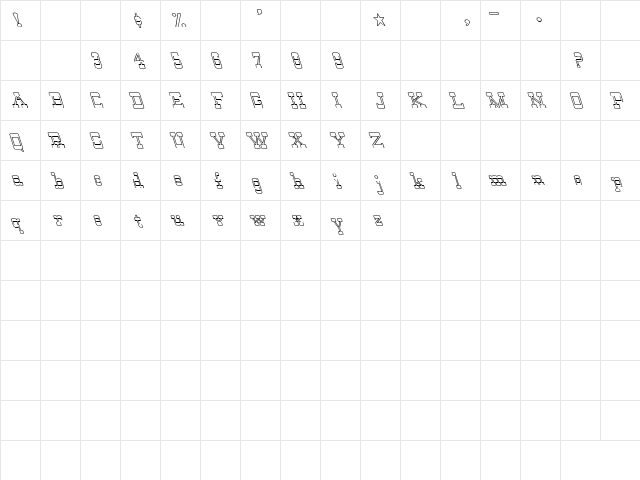 Wild West-Normal Hollow lefti Regular  glyph index