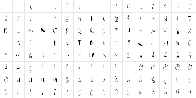 Atonement DEMO Regular  glyph index