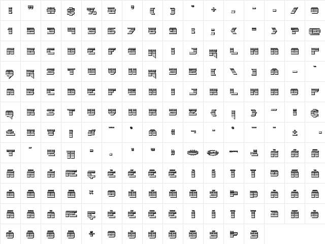 Jumpers Chrome Regular  glyph index