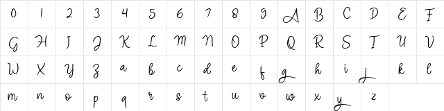 Angel Signature Regular  glyph index