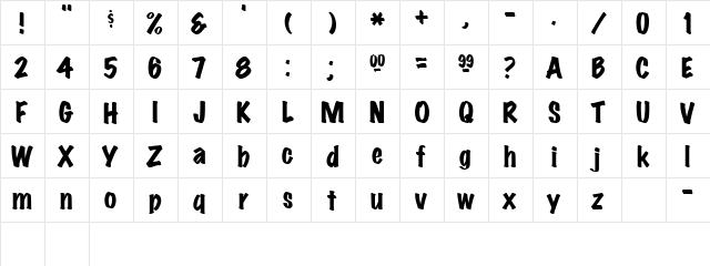 Crazy 1 Regular  glyph index