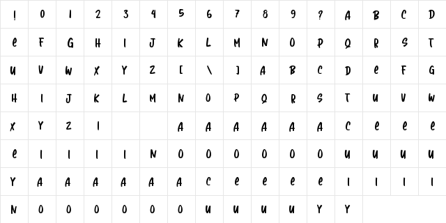 Basketball Regular  glyph index