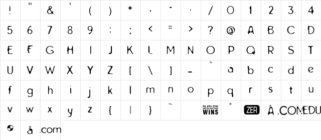Tarnished Halo Regular  glyph index