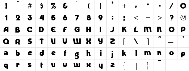 Crenshaw Bold  glyph index