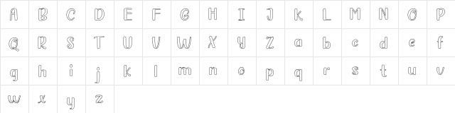 Baby Master line Regular  glyph index