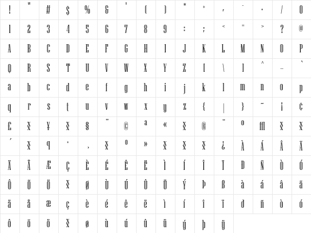Niagara Engraved  glyph index