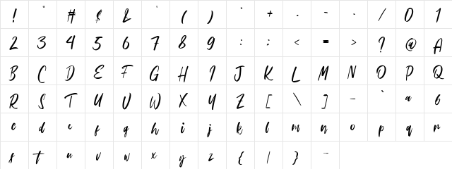 Eclaire Regular  glyph index