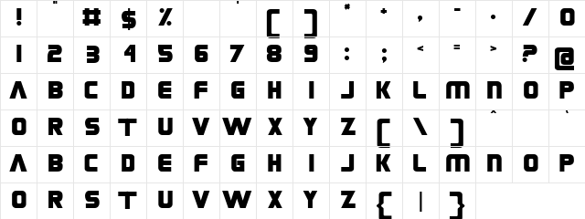 Imberse Metalicca Regular  glyph index