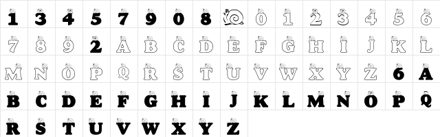 LMS A Snail's Pace Regular  glyph index