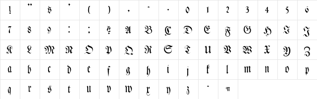 CallifontsD38PostScript Regular  glyph index