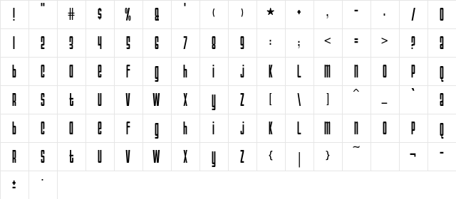 DS AnarchyC Regular  glyph index