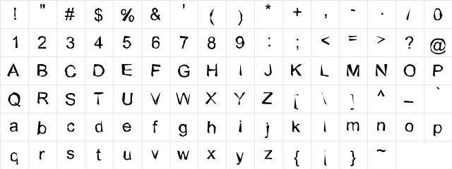 Wobbly Regular  glyph index