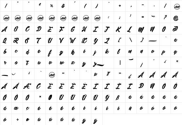 Detrimental_PersonalUseOnly Regular  glyph index