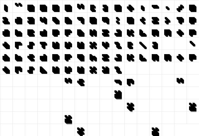 DS P9RMX3D Regular  glyph index