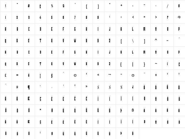 Callioca Personal Use Regular  glyph index