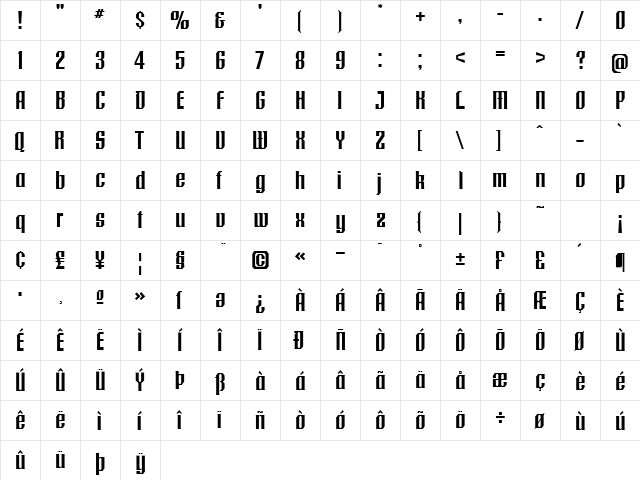 Crucifix R  glyph index