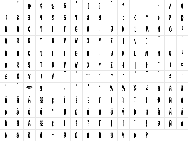 Creepy Crawlers Staggered Regular  glyph index
