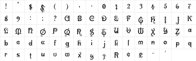 Kar2 Regular  glyph index
