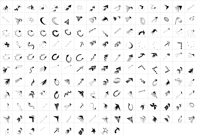 ArrowbixTwo Regular  glyph index
