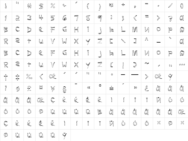 CanopusOpen Regular  glyph index