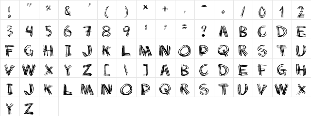 Doodle Chicken Scratch Regular  glyph index