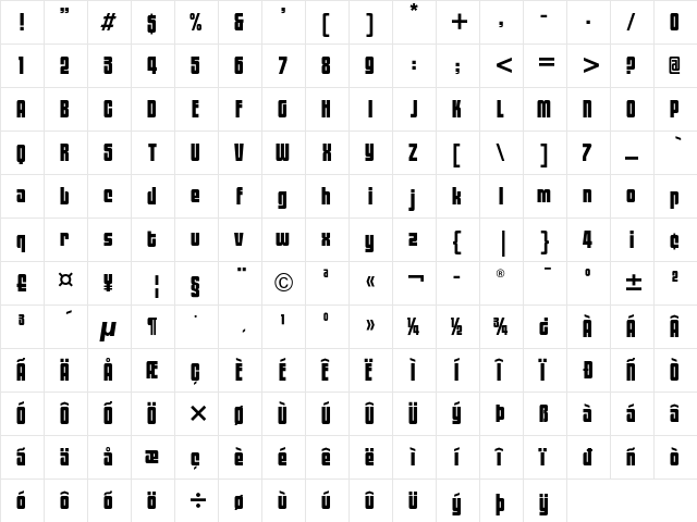 BlackTulipC Regular  glyph index