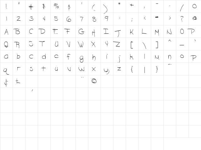 Talisman 1 Regular  glyph index
