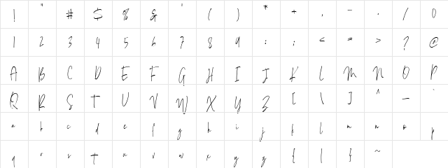 Goldenside Regular  glyph index