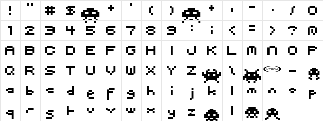 Pixel Regular  glyph index