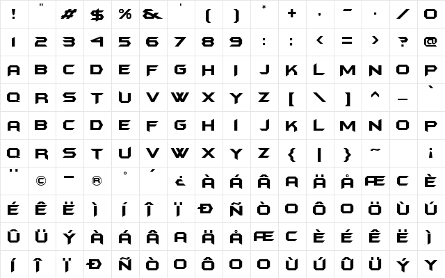 KnightAlternate Regular  glyph index