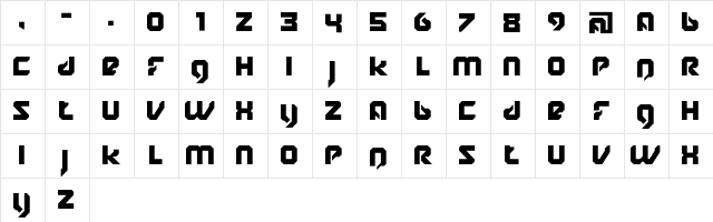 AEROSPACER Regular  glyph index