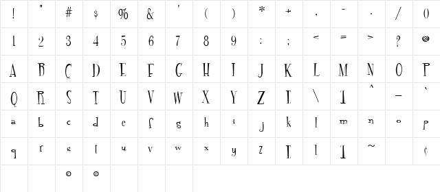 Fontdinerdotcom Regular  glyph index