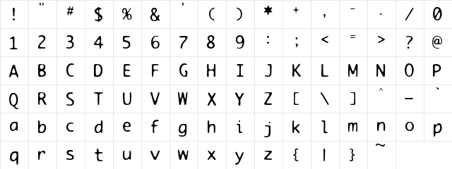 Olive Regular  glyph index