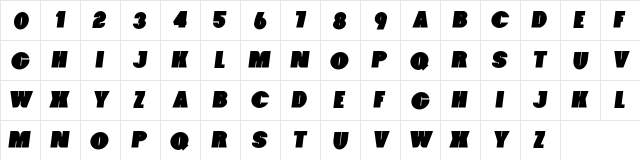 Foxxy Black Italic  glyph index