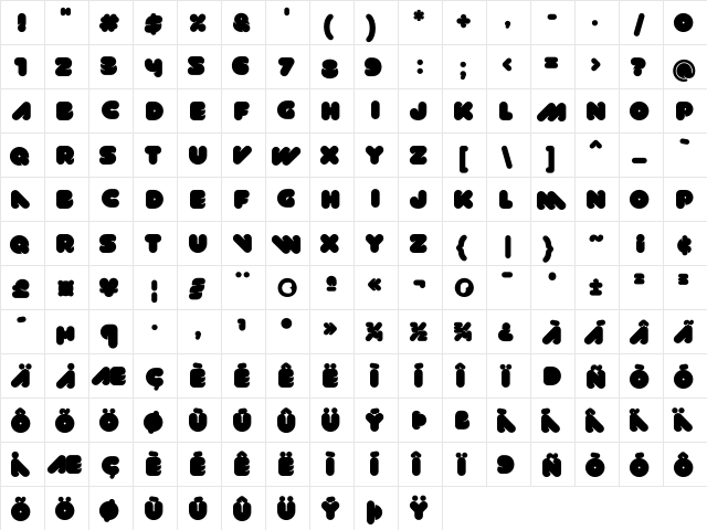 VAL Bold  glyph index