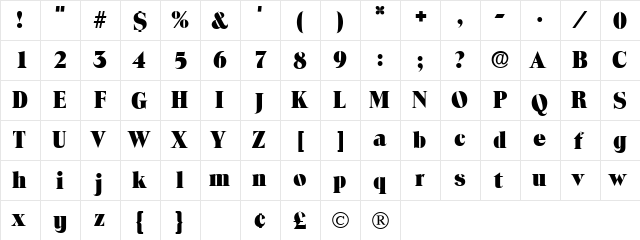 Locura Display SSi Regular  glyph index