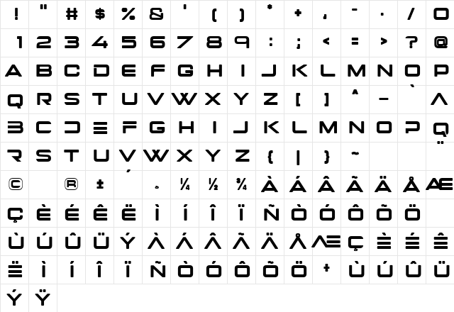 rigel star Regular  glyph index