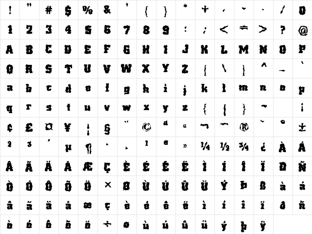 FZ WACKY 68 Normal  glyph index