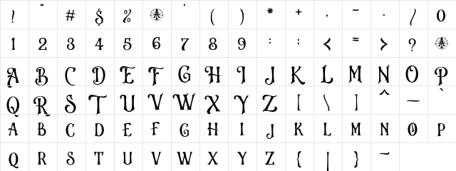 Antistar Regular  glyph index