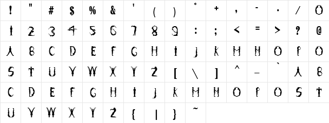 Men in Black Regular  glyph index