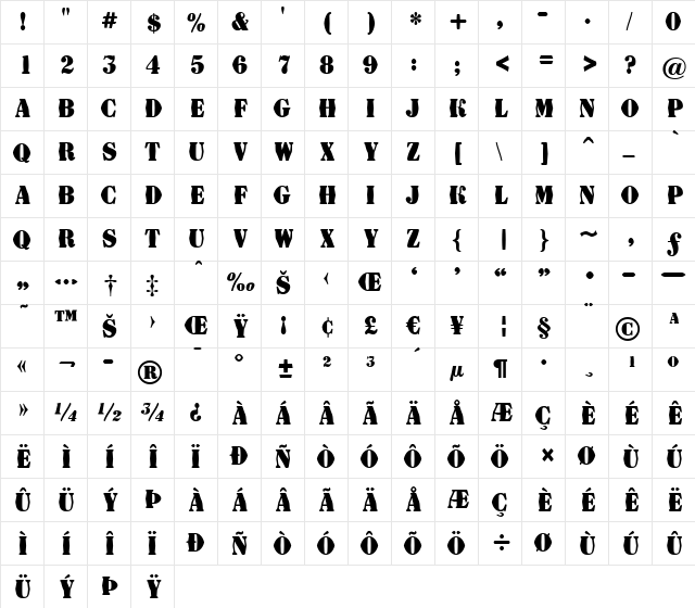 a_DodgerFldDst Bold  glyph index