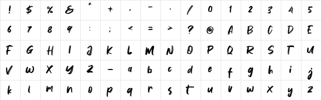 Vontens Regular  glyph index