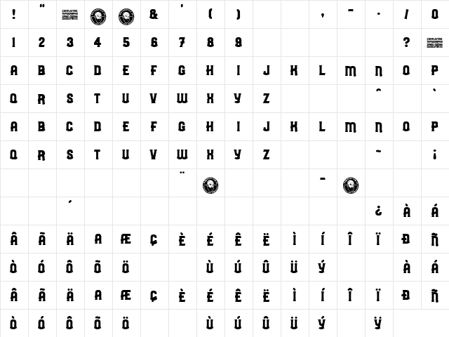 conflictive Regular  glyph index
